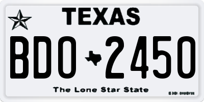 TX license plate BDO2450