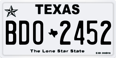 TX license plate BDO2452