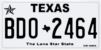 TX license plate BDO2464