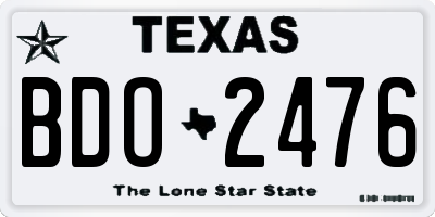 TX license plate BDO2476
