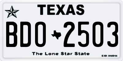 TX license plate BDO2503