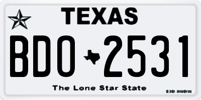 TX license plate BDO2531
