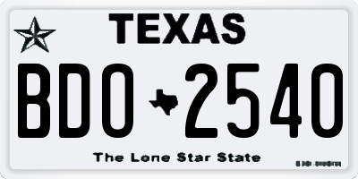 TX license plate BDO2540