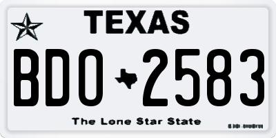 TX license plate BDO2583