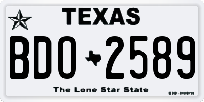 TX license plate BDO2589