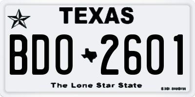 TX license plate BDO2601