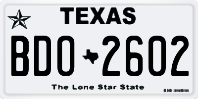 TX license plate BDO2602