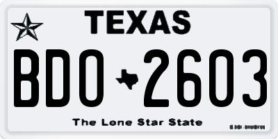 TX license plate BDO2603