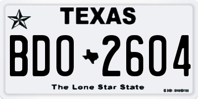 TX license plate BDO2604