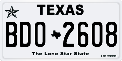 TX license plate BDO2608