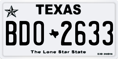 TX license plate BDO2633