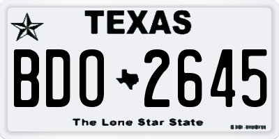 TX license plate BDO2645