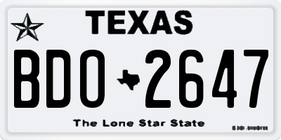 TX license plate BDO2647