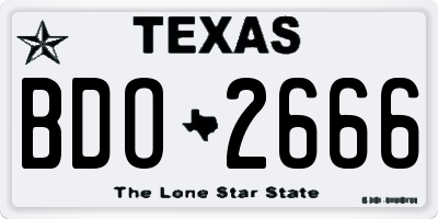 TX license plate BDO2666