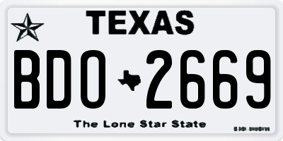 TX license plate BDO2669