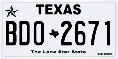 TX license plate BDO2671