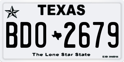 TX license plate BDO2679