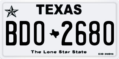 TX license plate BDO2680