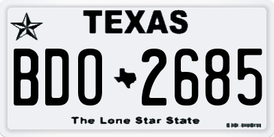 TX license plate BDO2685