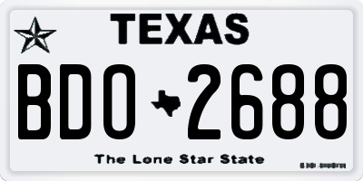 TX license plate BDO2688