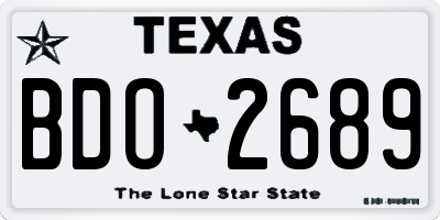 TX license plate BDO2689