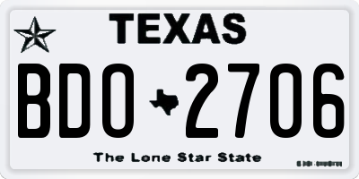 TX license plate BDO2706
