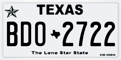 TX license plate BDO2722