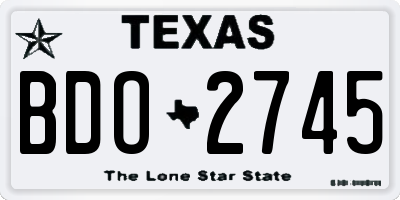 TX license plate BDO2745