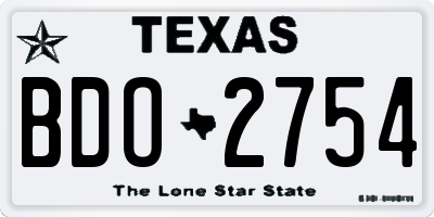 TX license plate BDO2754