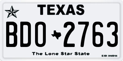 TX license plate BDO2763