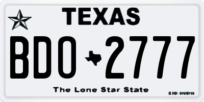 TX license plate BDO2777