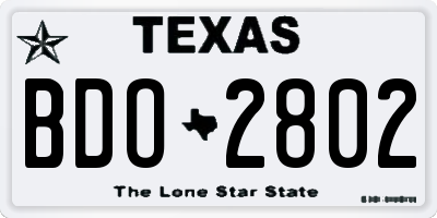 TX license plate BDO2802