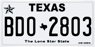 TX license plate BDO2803