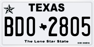 TX license plate BDO2805