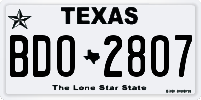 TX license plate BDO2807