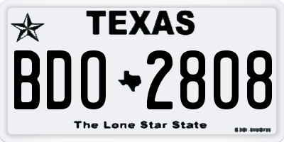 TX license plate BDO2808