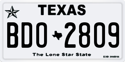 TX license plate BDO2809