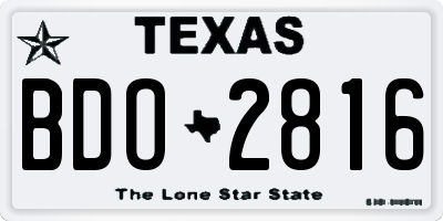 TX license plate BDO2816