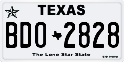 TX license plate BDO2828