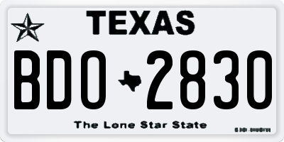 TX license plate BDO2830