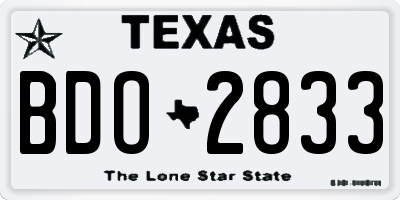 TX license plate BDO2833