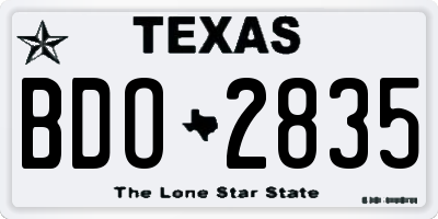TX license plate BDO2835