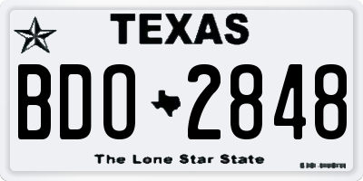 TX license plate BDO2848