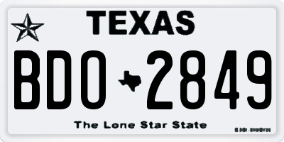 TX license plate BDO2849