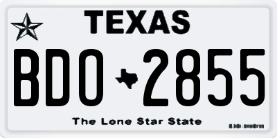 TX license plate BDO2855