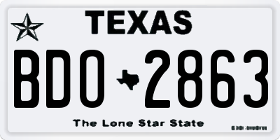 TX license plate BDO2863