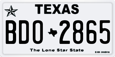 TX license plate BDO2865