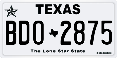 TX license plate BDO2875
