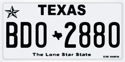 TX license plate BDO2880