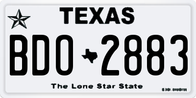 TX license plate BDO2883